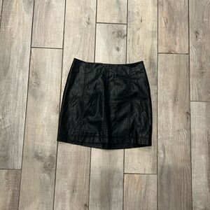 Free People Black Faux Leather Mini Skirt